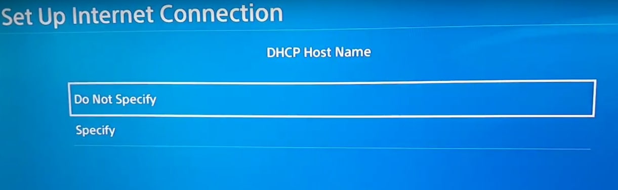 DHCP Host Name PS4
