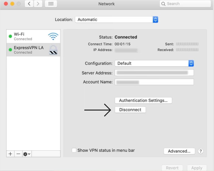 Disconnect VPN on MAC OS