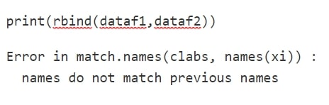 "Error In Match.Names(Clabs, Names(xi)) : Names Do Not Match Previous Names"