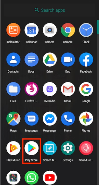 Google play store icon on homepage