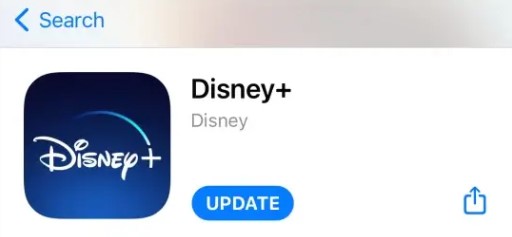 Disney Plus app update on apple 