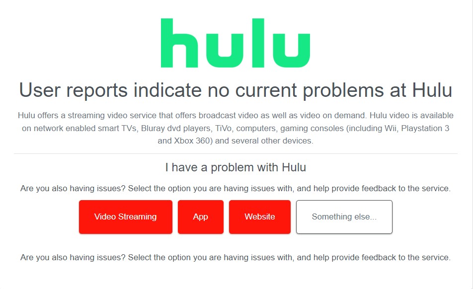 Hulu server status 