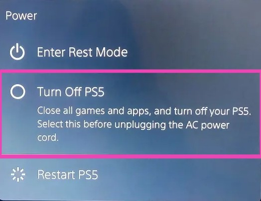 ps5 turn off 