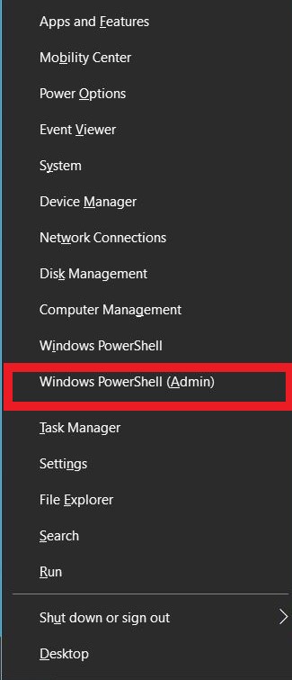 Windows Power shell (Admin)