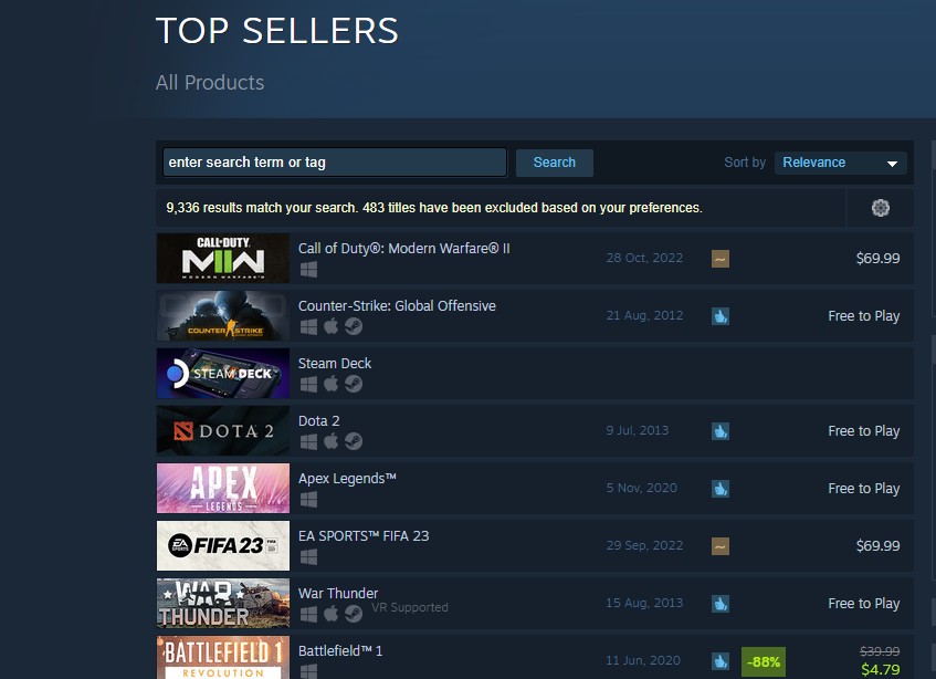 Steam Top Sellers Battlefield 1