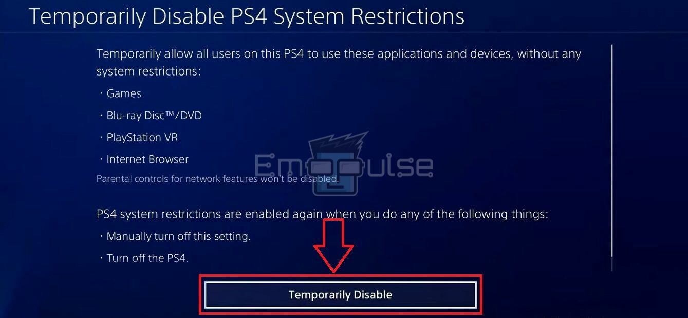 Temporarily Disable