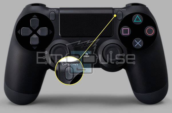Image of Options button PS4