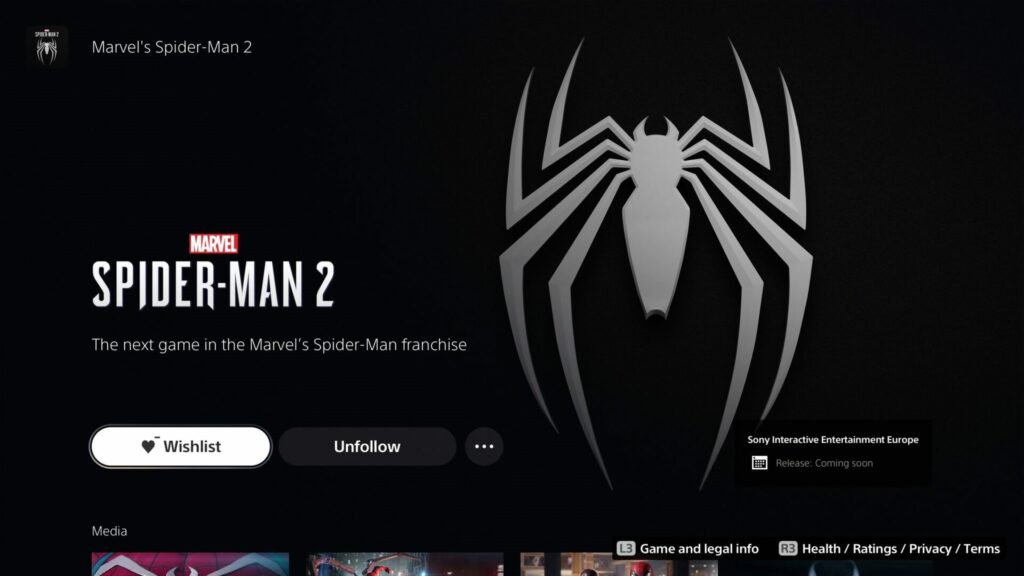 Spider-Man 2 PlayStation Store Page