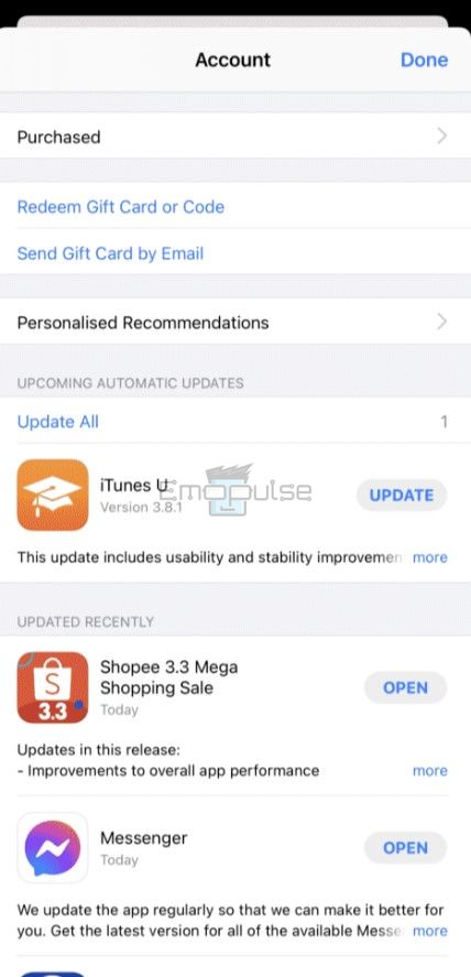Update apps iOS