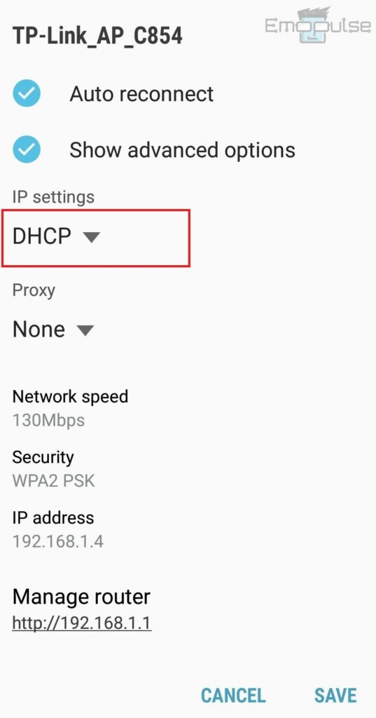 static ip settings android
