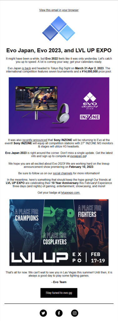 Evo 2023 lineup is set to be announced on February 10, 2023