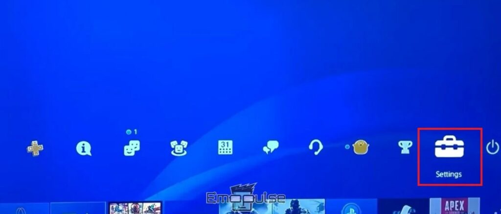 image of settings in ps4