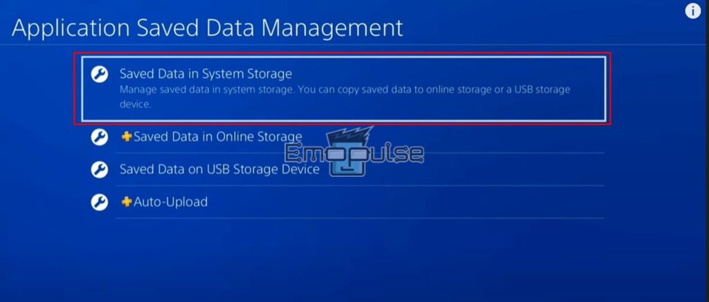 Saved Data in System Storage