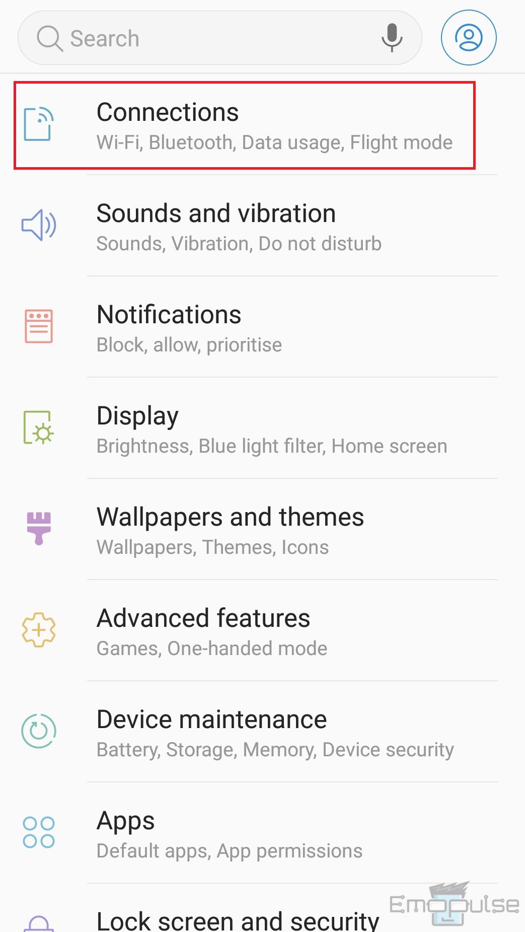 connections android settings