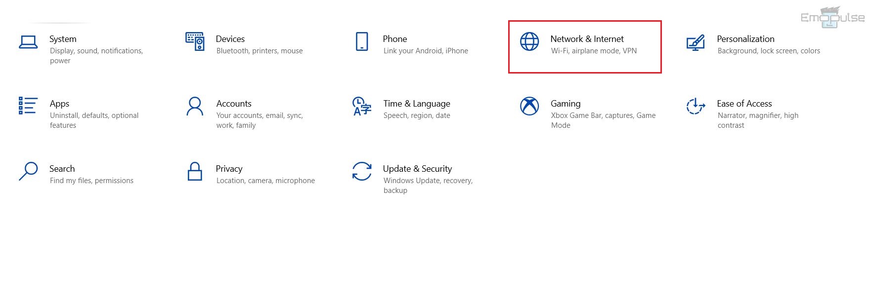 network and internet settings windows
