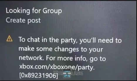 Xbox Error Code 0x89231906