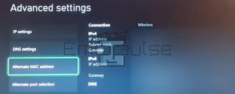 Alternate MAC address in Advanced settings