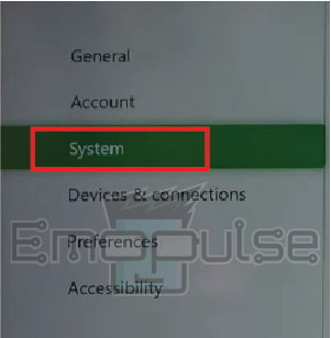 System option in xbox