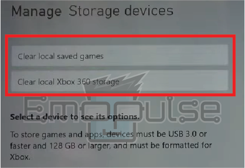 Clear Local saved games option in xbox