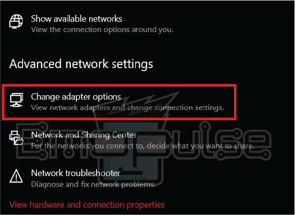 Change adapter options (Image credits: Emopulse)
