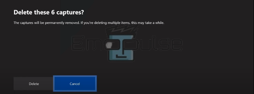 Confirm delete- Clear Xbox Storage