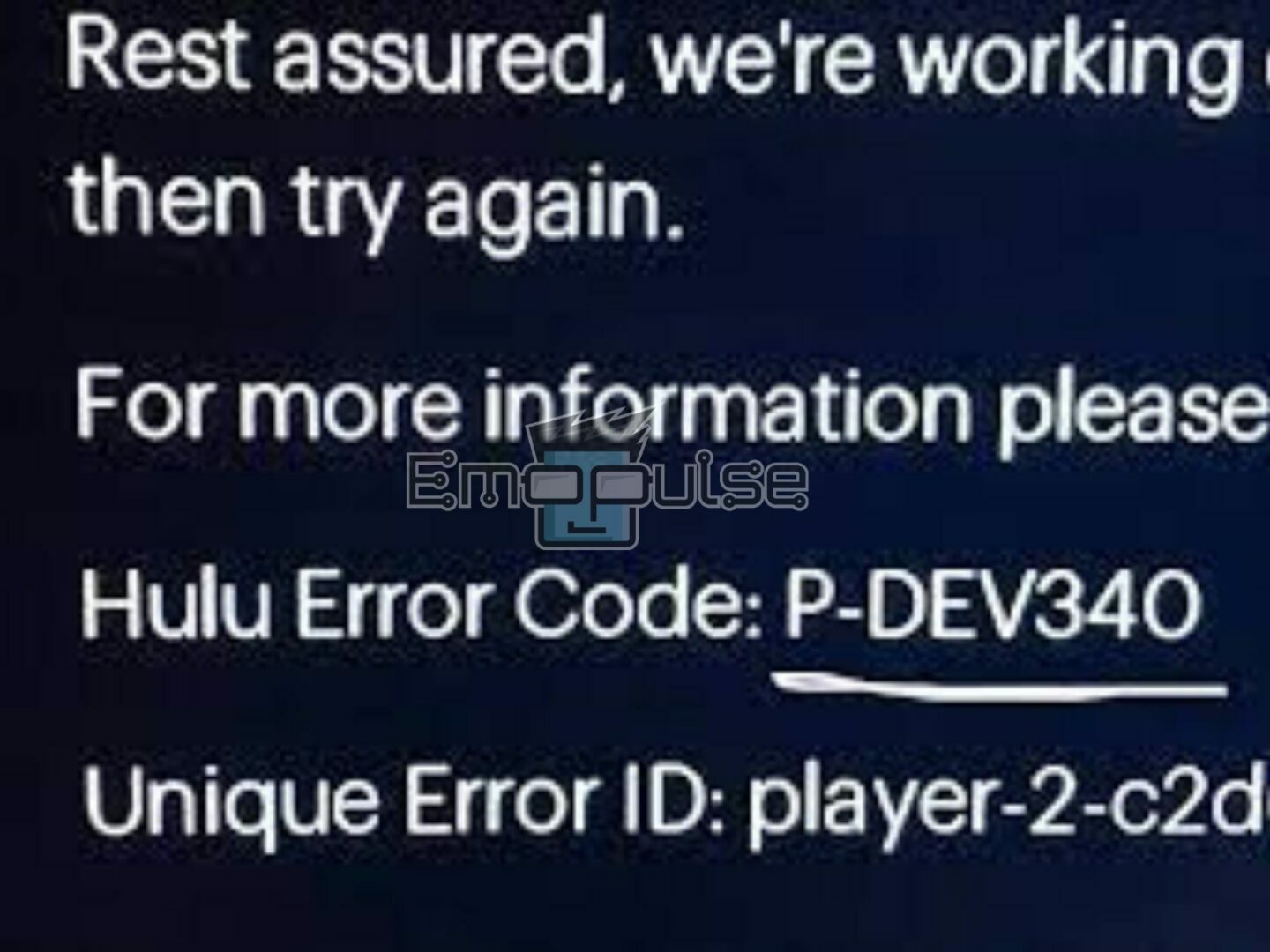 Hulu Error Code P-DEV340 Error Screen 