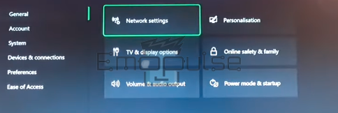 Network settings in General