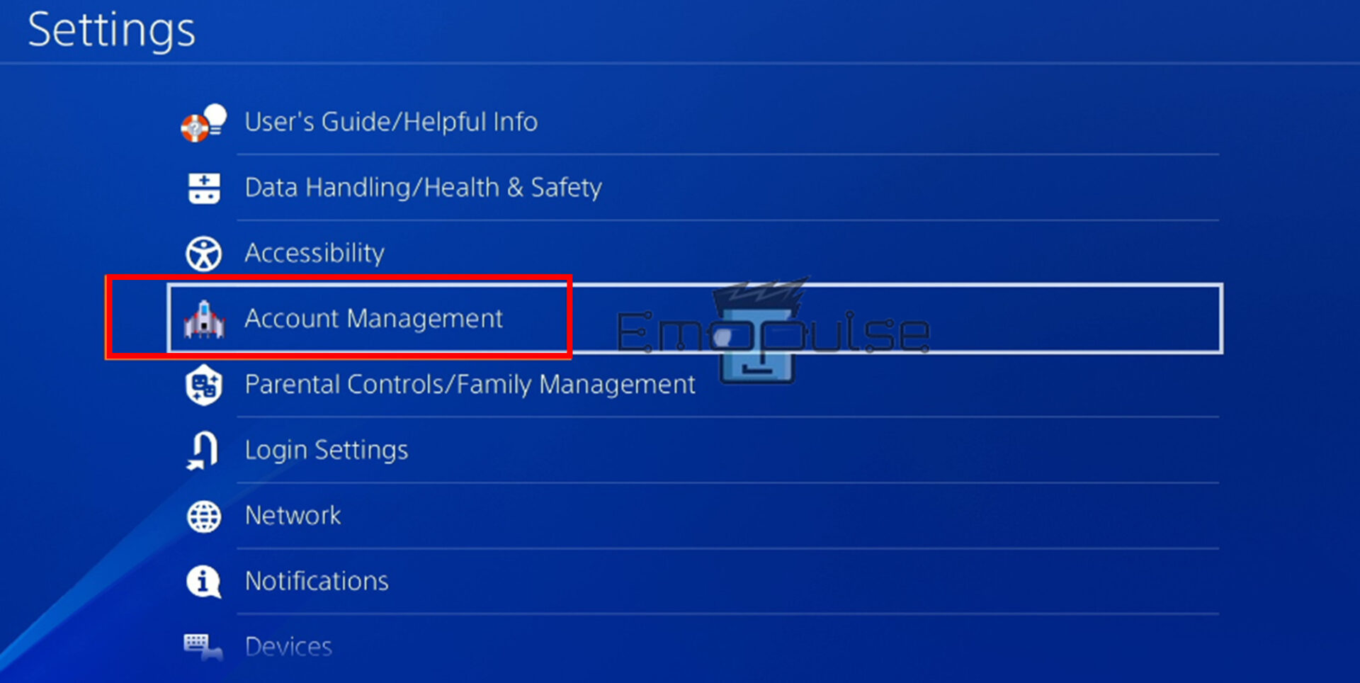 Image of Account management in settings