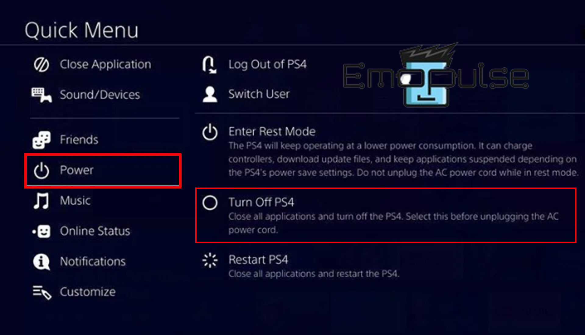 Power > Turn off PS4- PS4 error SU-30638-0 solution