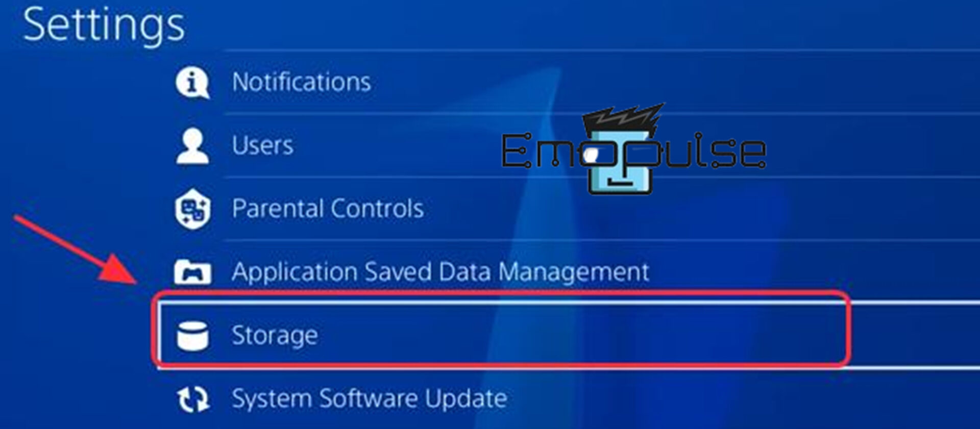 Storage in PS4 settings