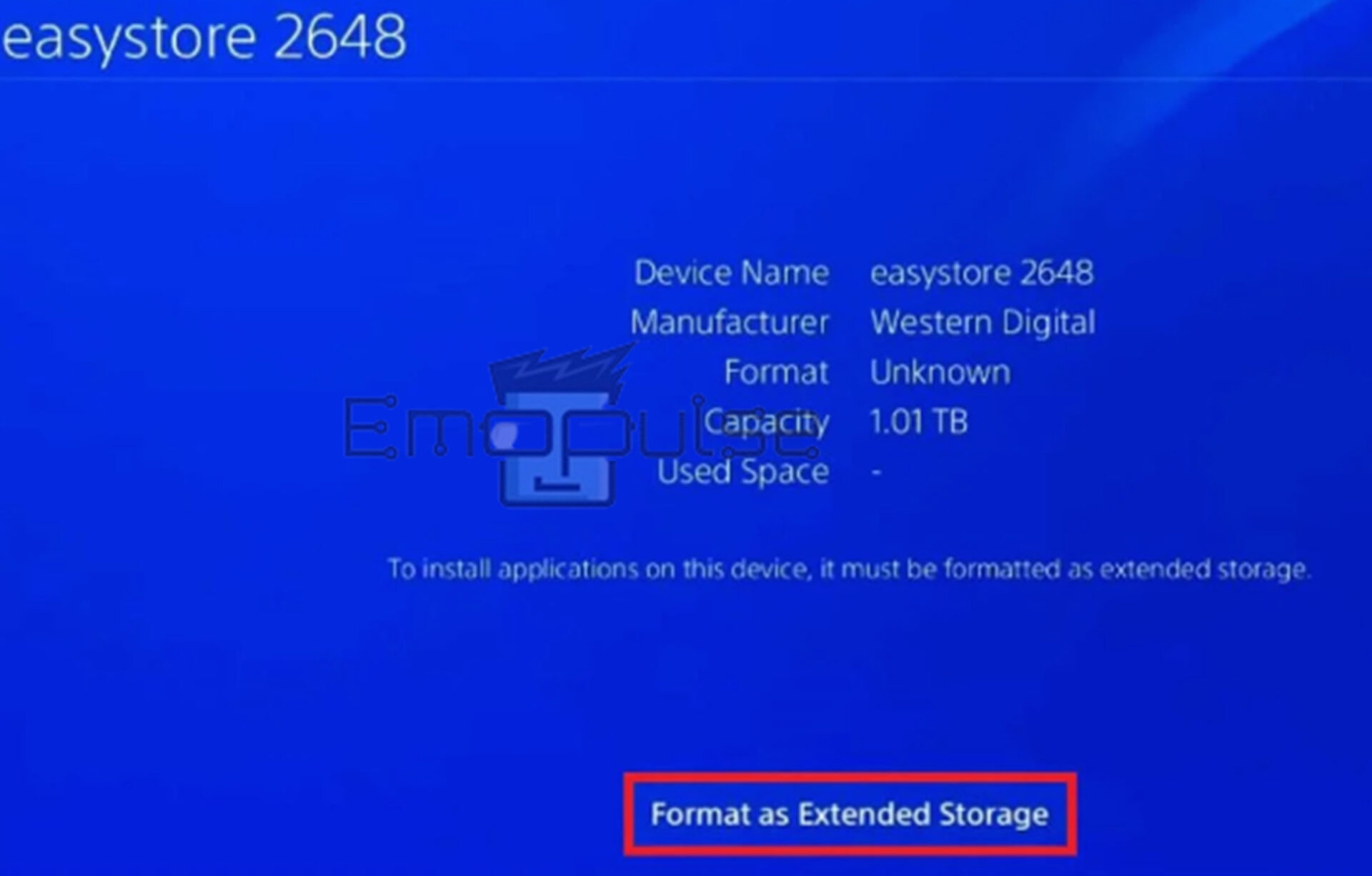 Format as extended storage- PS4 error SU-30638-0 solution