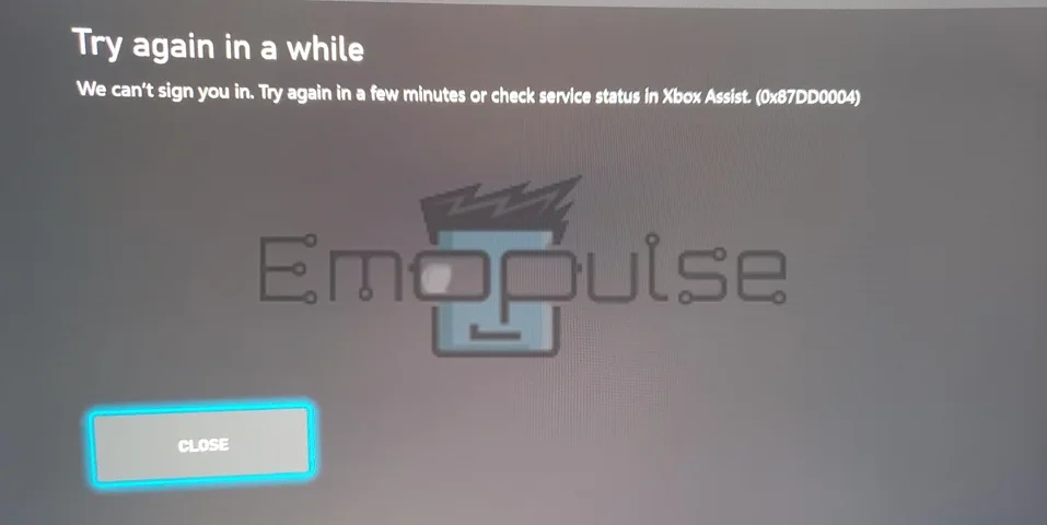 Xbox Error Code 0x87dd0004