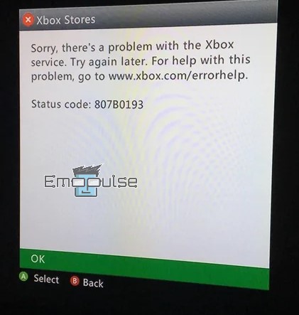 Xbox Error Code 807b0193 - Image Credits [Emopulse]