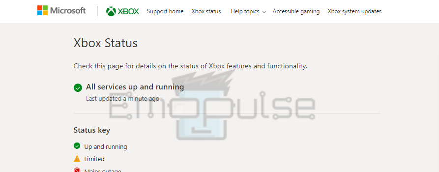 Server status on Xbox Help