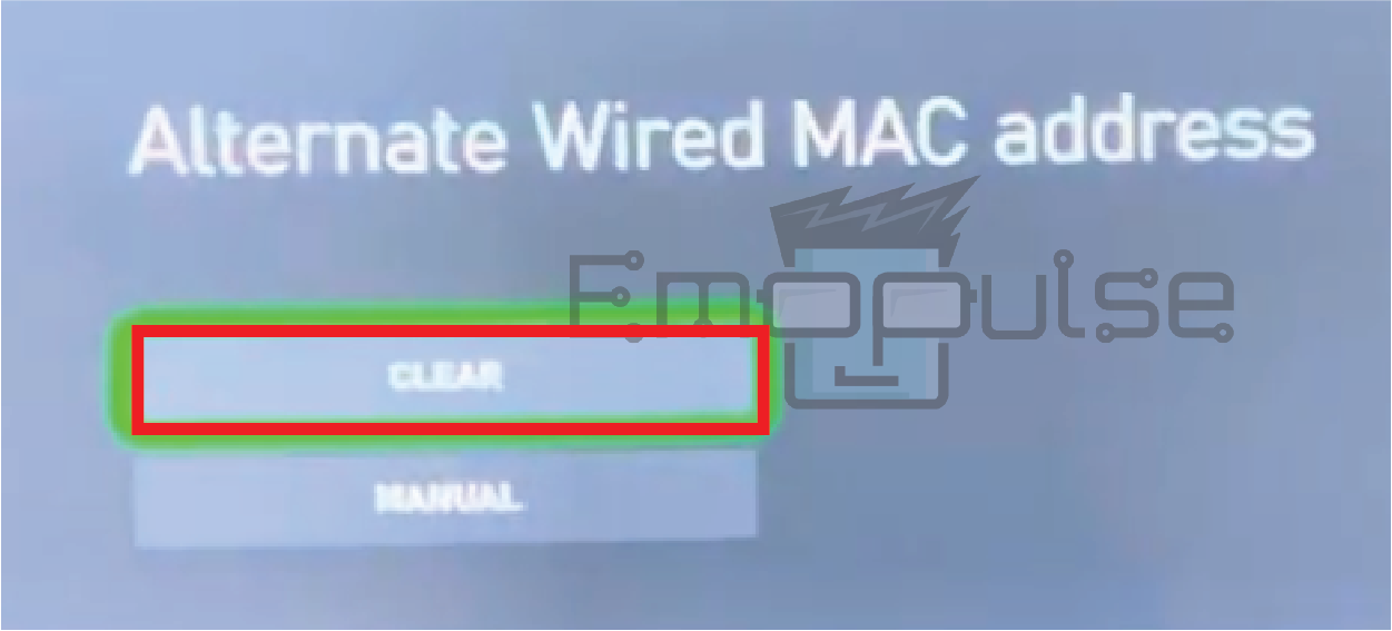 Image of Clear alternate MAC address option in Xbox 