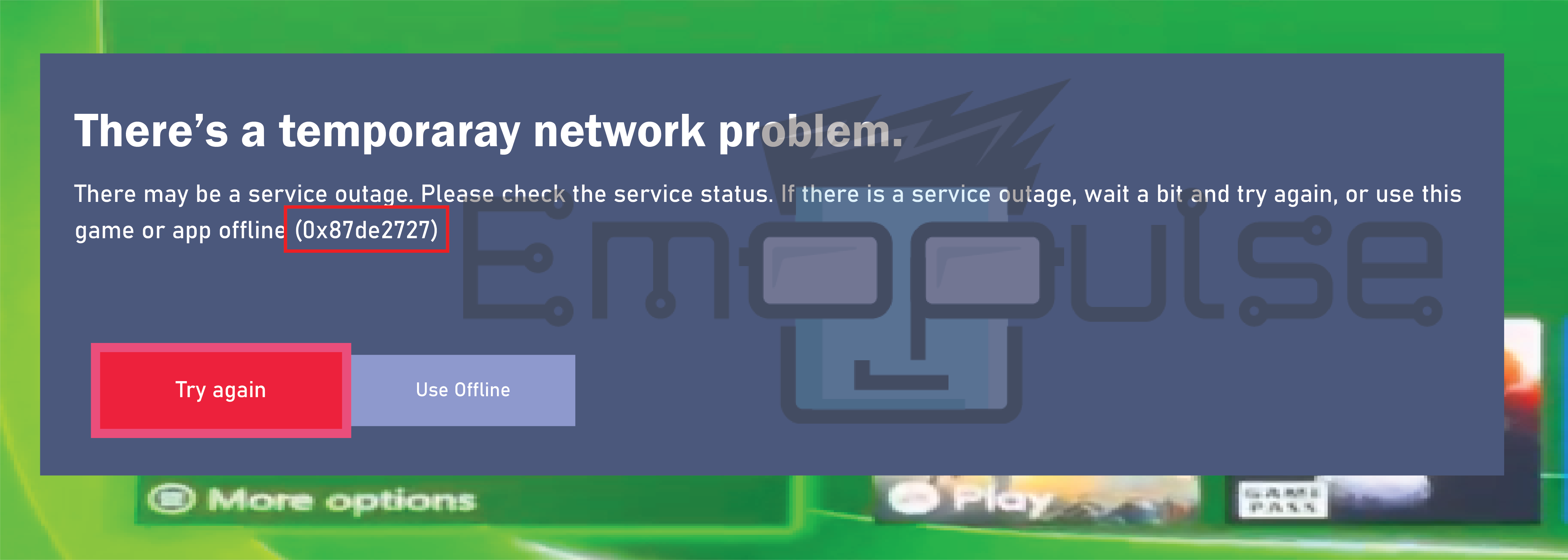 Error message in Xbox (Image credits: Emopulse