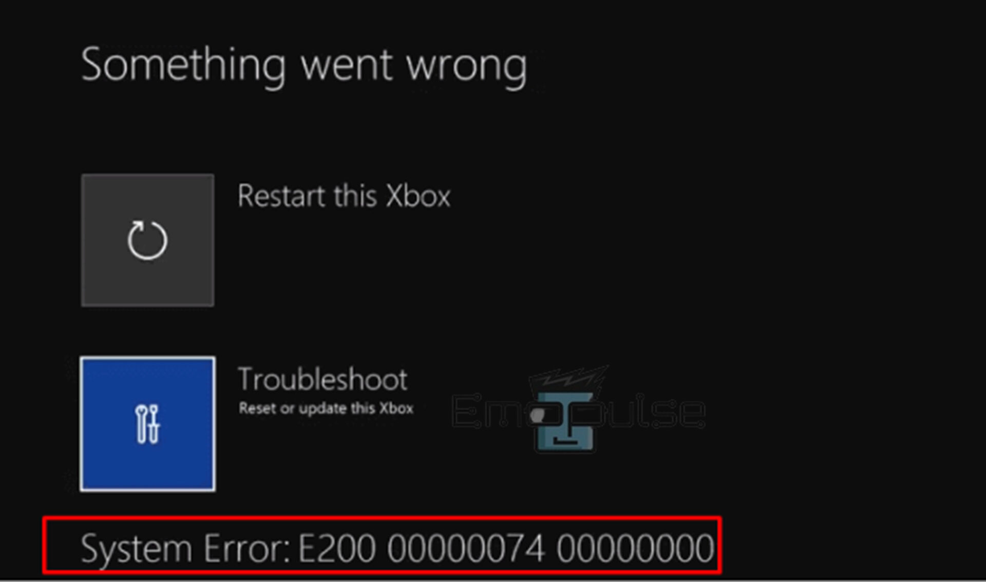 Xbox One system error E200