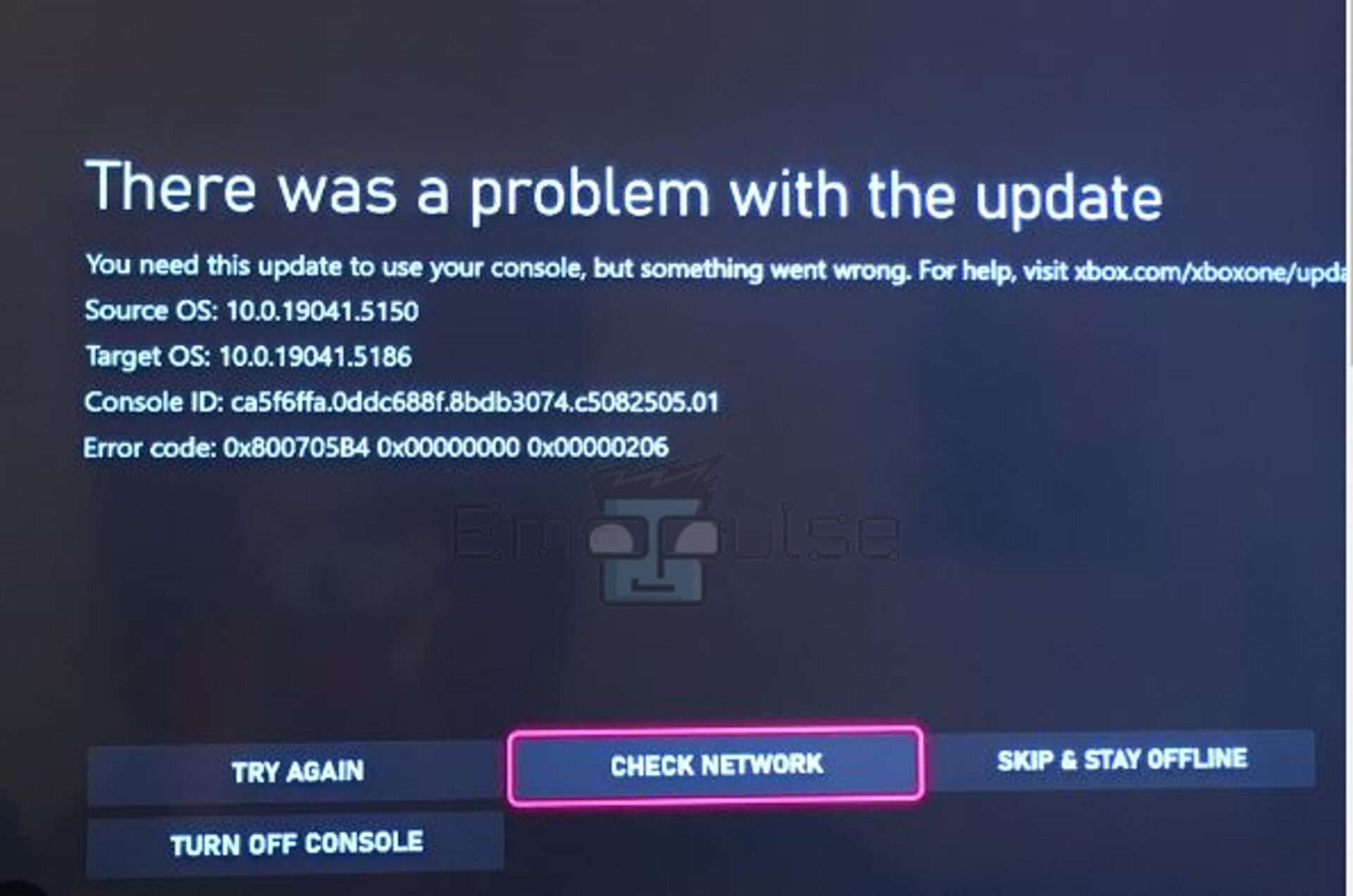 Xbox error code 0x800705b4