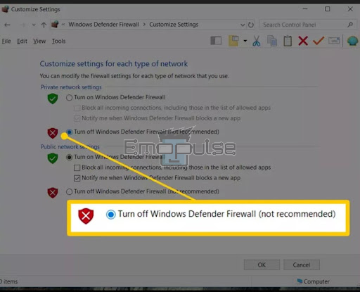 Image of Turn Windows Firewall on or off