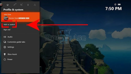 Image of add or switch in the profile section of xbox 