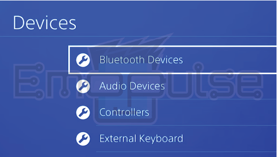 PS4 Bluetooth devices option (Image credits: Emopulse)