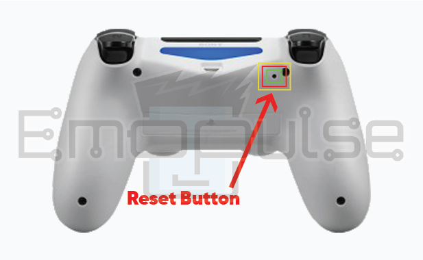 The PS4 reset button is located on the back of the console, near the HDMI and power ports, and can be pressed with a small, pointed object like a paperclip. (Image credits: Emopulse)