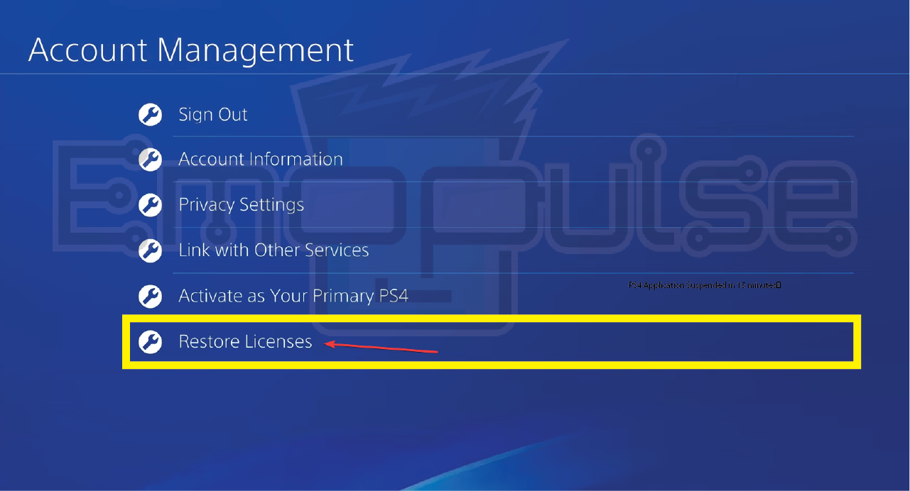 Restore licenses for Error message about PS4 application suspended in 15 minutes because the license cannot be verified  - [Image credits: Emopulse] 