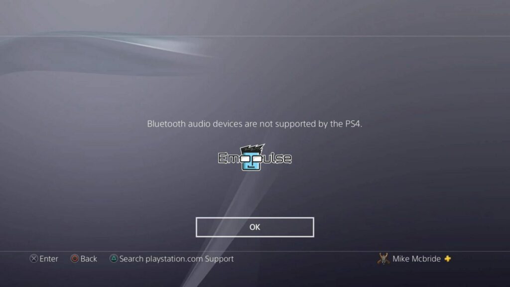 Bluetooth device not supported on your PS4 Error Screen