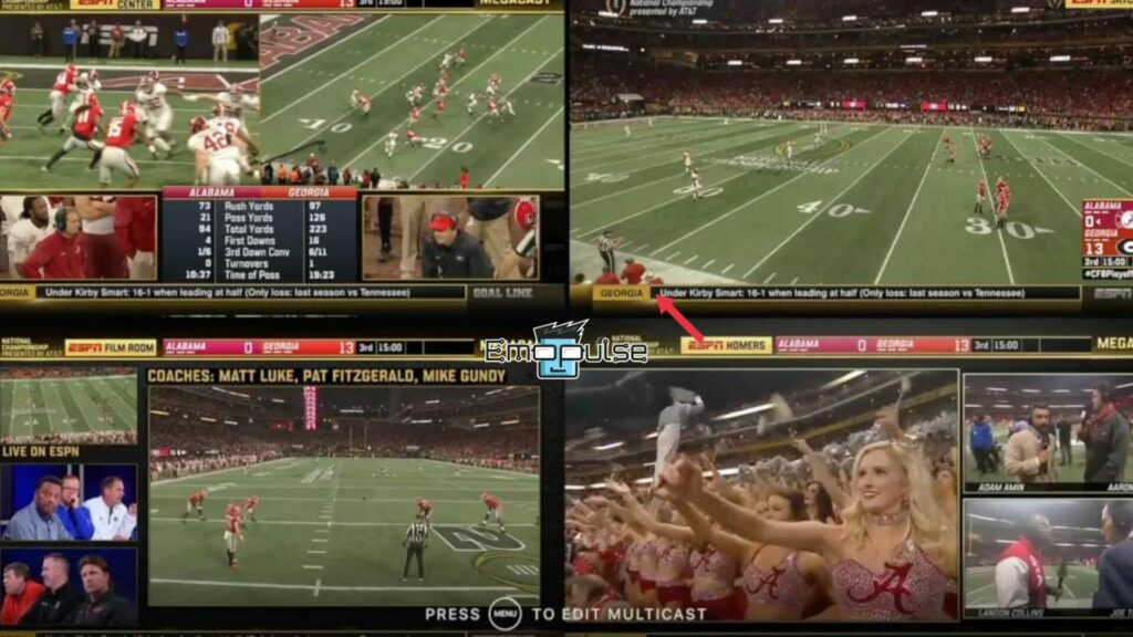 ESPN Multicast allows you to watch upto 4 different sports broadcasts at the same time