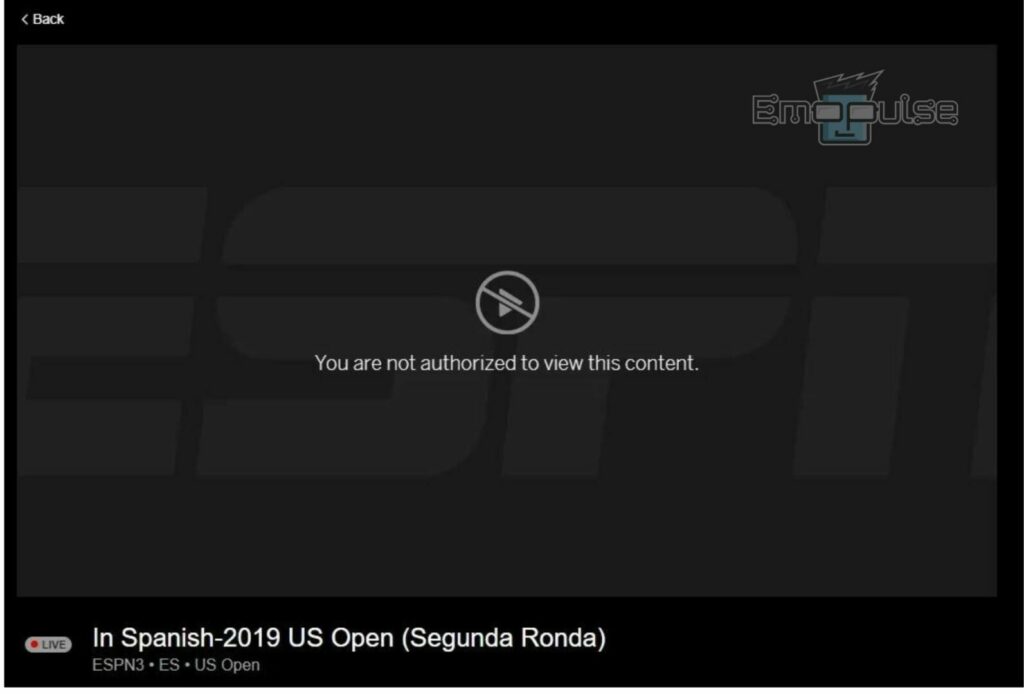 espn you are not authorized error screen