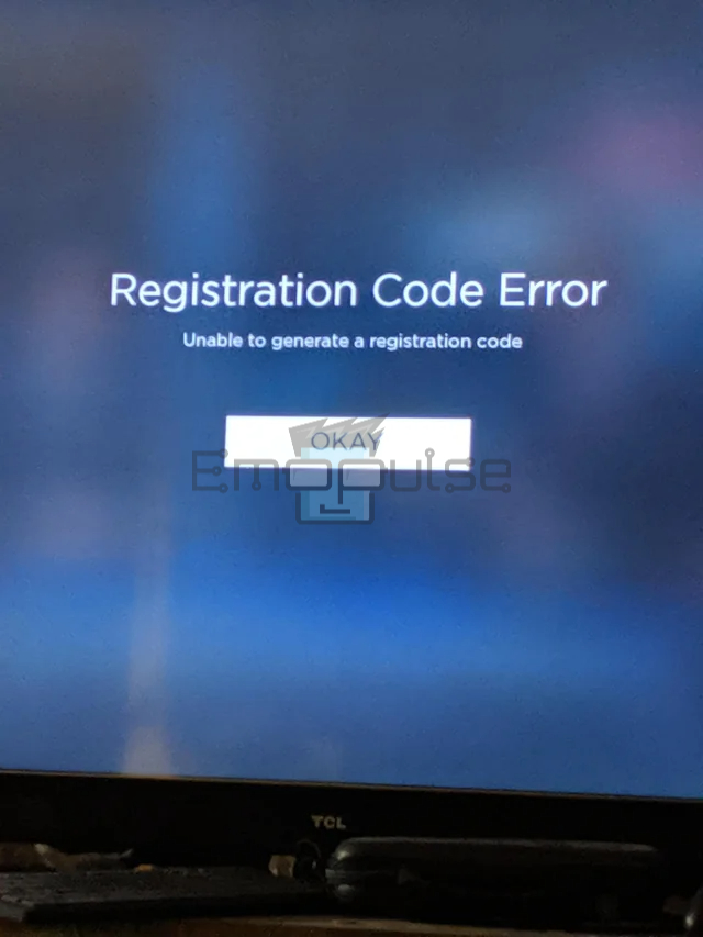 Image showing registration code error
