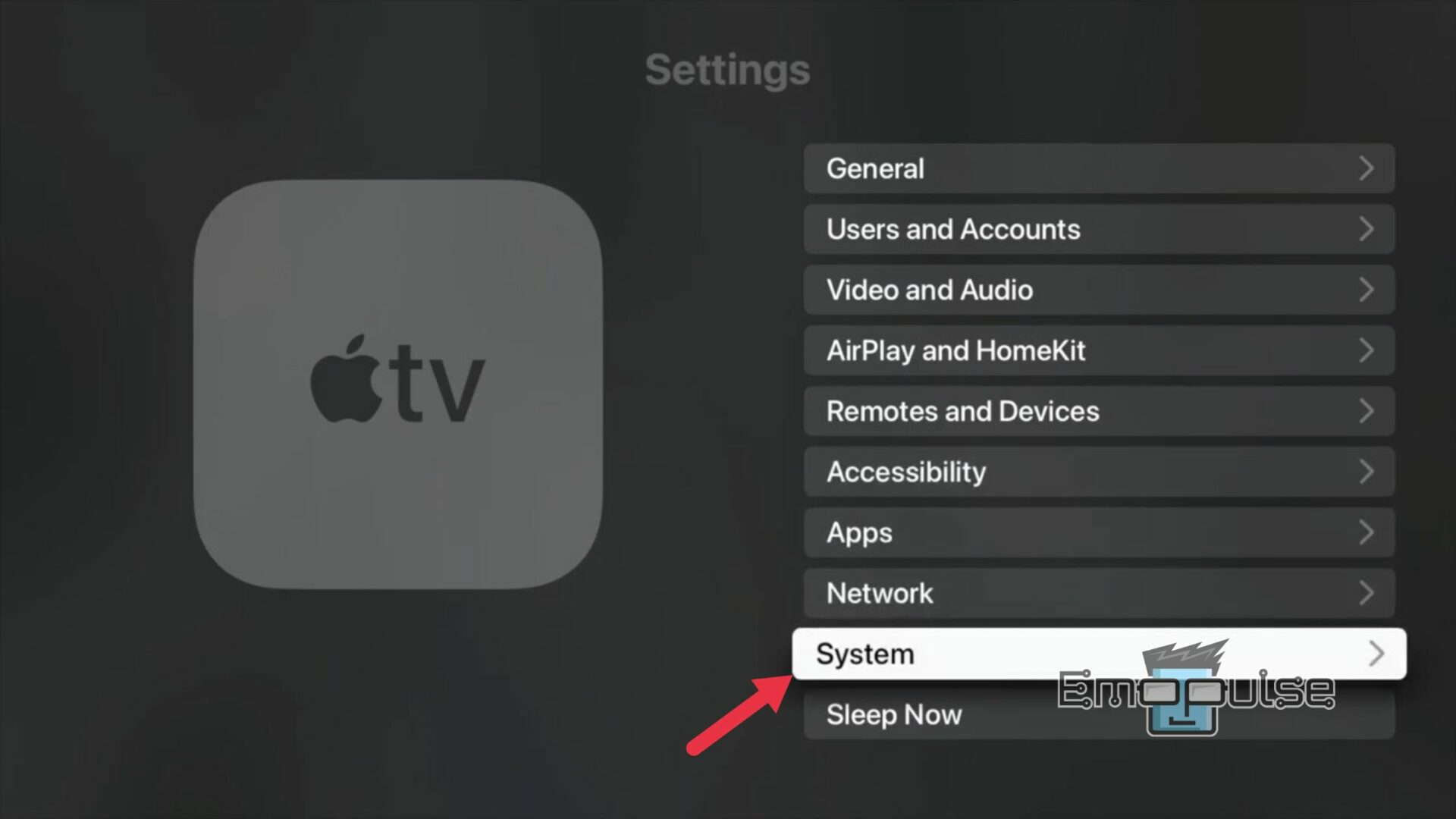 Apple TV Settings Menu