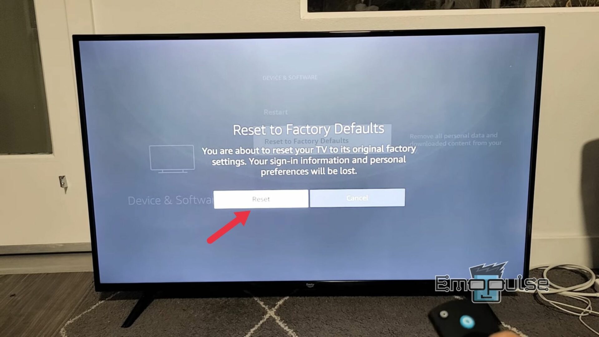 Confirm resetting your Firestick settings