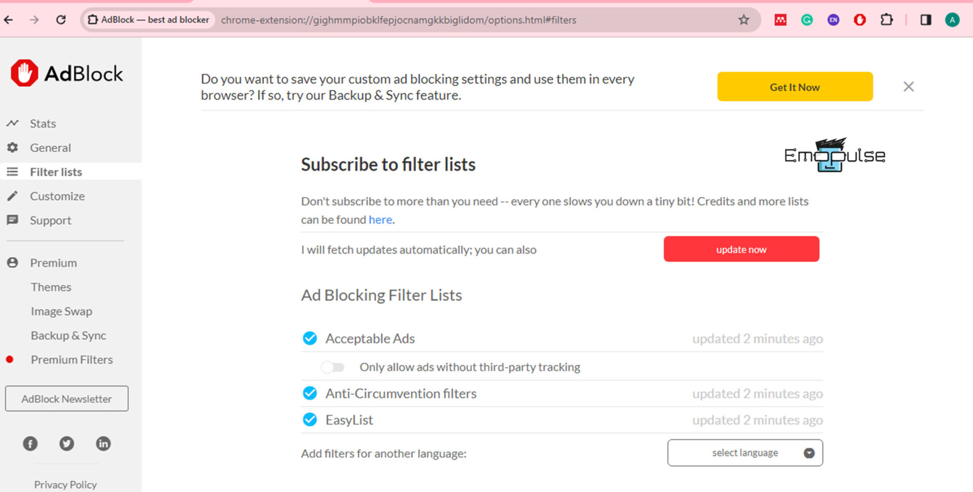 Update AdBlocker for resolving unusual Youtube lag and glitches